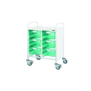 Vista 60 Clinical Trolley 6 Double Depth Trays Green with 2 locking doors