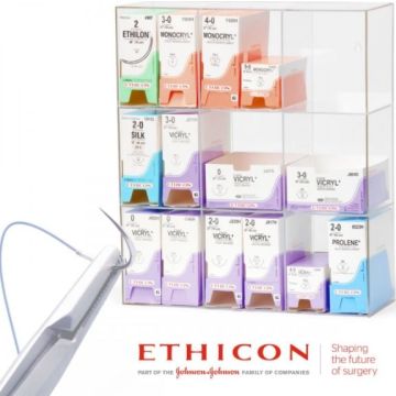 Johnson & Johnson Ethicon Coated Vicryl Rapide Sutures, 75cm (l), Size 3/0 + 19mm PS-2 RC Needle (Pack of 12)