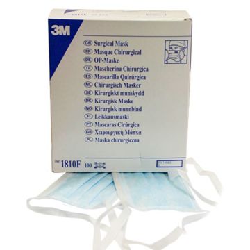 3M 1810F Surgical Facemasks x 100 (Type II) Tie on fastening