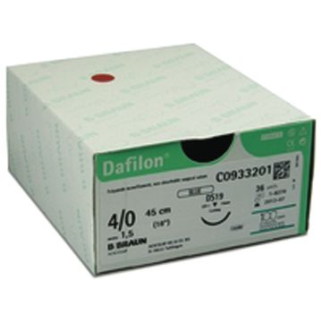 B.Braun Dafilon Suture 4/0x45cm+19mm Dermaslide® Needle (36 Pack)