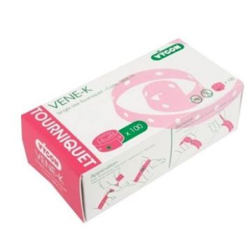 Vene-K Single Use Quick Release Tourniquet, Adult (100 Pack) latex free