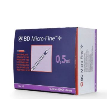 BD Insulin Syringe and Needle Microfine 0.5ml 30Gx8mm x 200