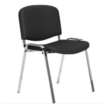 Visitor Chair Chrome Frame without arms- Black Vinyl Upholstery (stackable) x 1