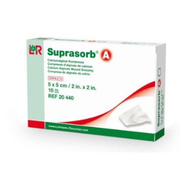 Lohmann & Rauscher Suprasorb A (Katostat) Calcium Alginate Wound Dressing, 5cmx5cm (10 Pack)