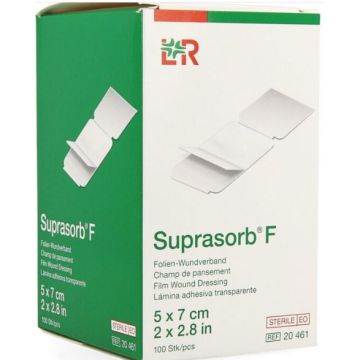 Lohmann & Rauscher Suprasorb F Adhesive Transparent Film Dressing, 5cmx7cm (100 Pack)
