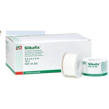 Lohmann & Rauscher Silkafix White Paper Tape, 2.5cmx5m (12 Pack)
