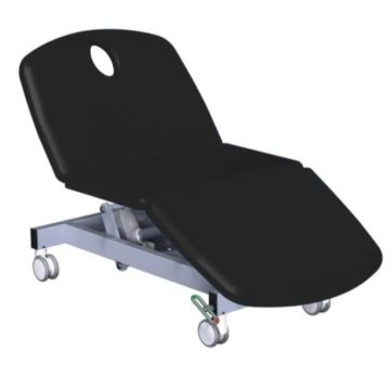 Fusion Bariatric 3 Section Black Variable Height Couch, Electric, 75cm wide 205cm long with Breathing Hole