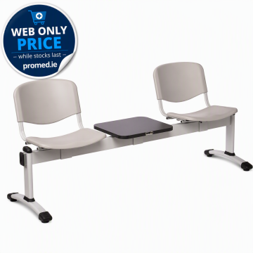 Venus visitor 2 seat + Table module with anti-bacterial vinyl upholstery-Grey