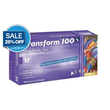 EXPIRES 30.04.26 Aurelia Transform Powder-Free Nitrile Gloves, Medium (100 Pairs)