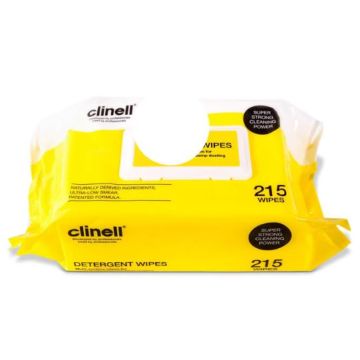 Clinell Detergent Wipes  220 x 280mm  Pack of 215 (yellow)