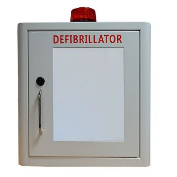 Indoor White Defib Store cabinet with Strobe Light & Alarm - Unlocked