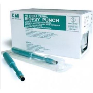 Kai Sterile Biopsy Punch with Plunger, 6mm (20 Pack)