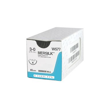 Johnson & Johnson Ethicon Mersilk Sutures, 45cm (l), Size 3-0 + 26mm FS RC Needle (Pack of 36)