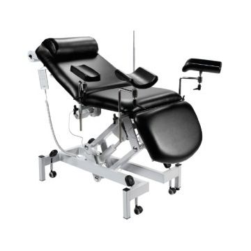 Fusion Drop End Couch - (BLACK) Electric + gas assisted head/foot with leg rests+Phlebotomy Arm (pair) +brackets