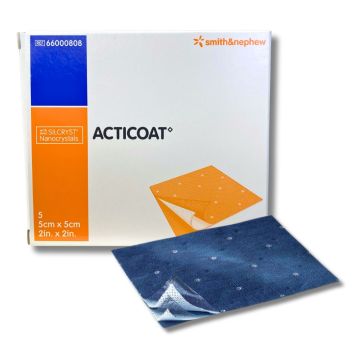 Smith & Nephew Acticoat Antimicrobial Barrier Dressing, 5cmx5cm (5 Pack)