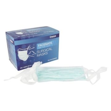 Irema Facemate Surgical Tie-On Non-Latex Face Mask, Green (300 Pack - 6x50)