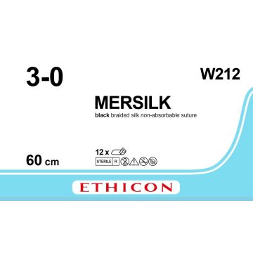 Johnson & Johnson Ethicon Mersilk Sutures, 60cm (l), Size 3-0 + 13mm Needle (Pack of 12)