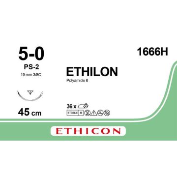 Johnson & Johnson Ethicon Ethilon Sutures, 45cm (l), Size 5/0 + 19mm RC Needle (Pack of 36)