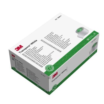 3M Transpore Medical Tape, White, 25mmx9.1m (12 Rolls)