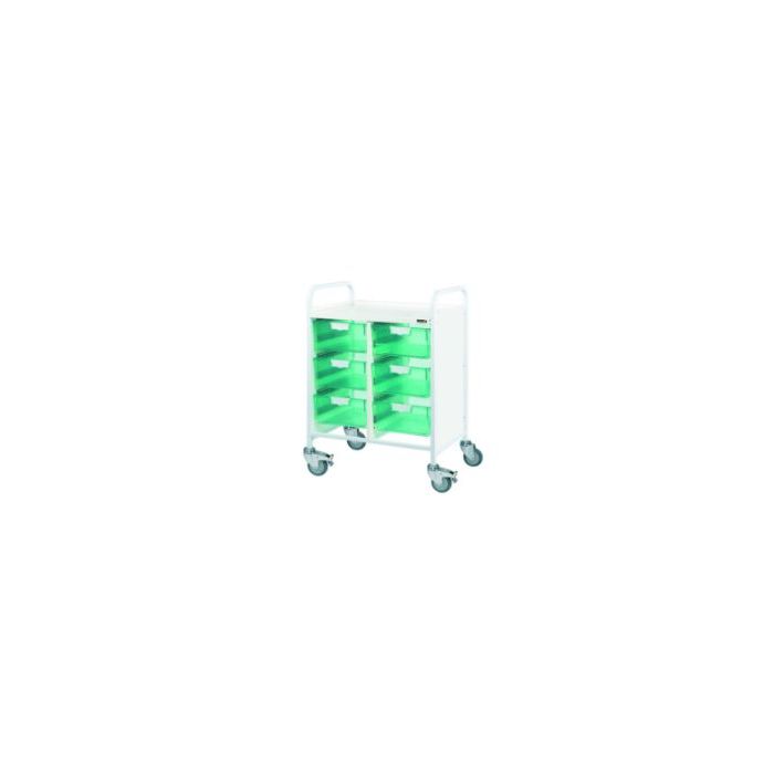 Vista 60 Clinical Trolley 6 Double Depth Trays Green with 2 locking doors