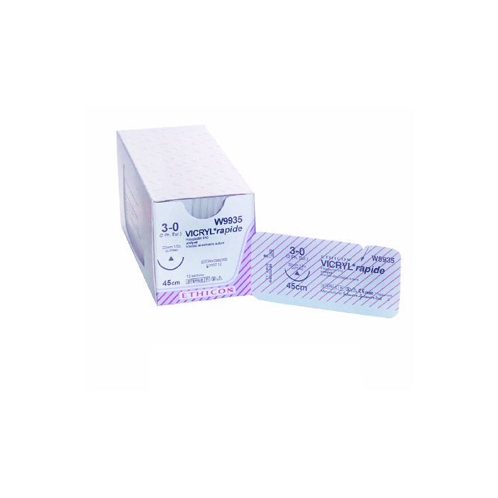 Johnson & Johnson Ethicon Coated Vicryl Rapide Sutures, 45cm (l), Size 5/0 + 11mm P-1 PRIME RC Needle (Pack of 12)
