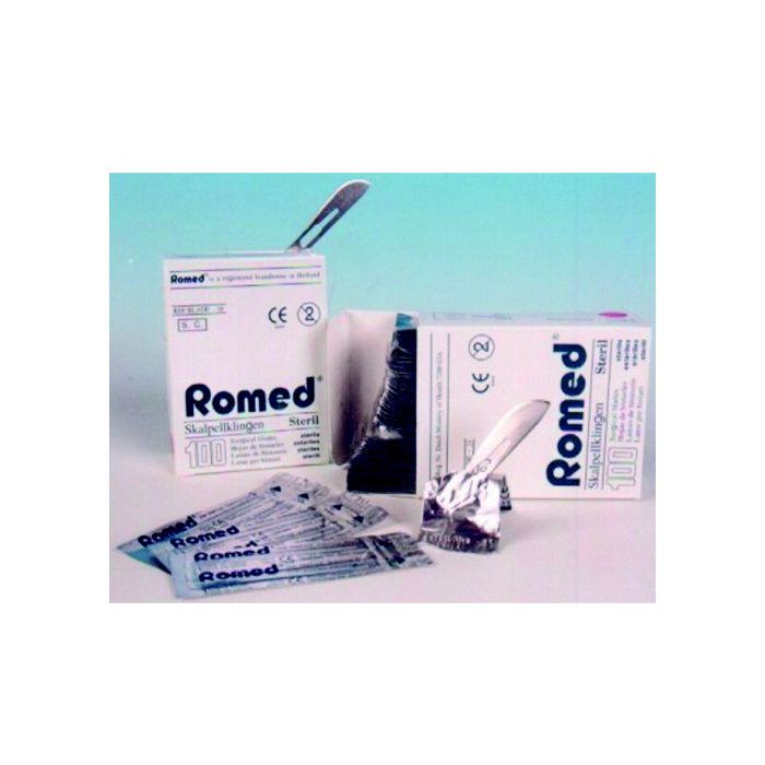 Romed Scalpel Blades, without Handle, No.10 (Box of 100)