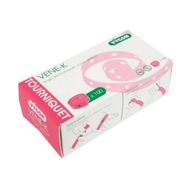 Vene-K Single Use Quick Release Tourniquet, Adult (100 Pack) latex free