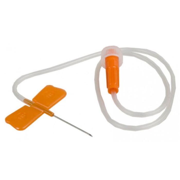 B.Braun Venofix® Safety Winged IV Needle, Orange 25Gx0.5x19mm,30cm (50 Pack)