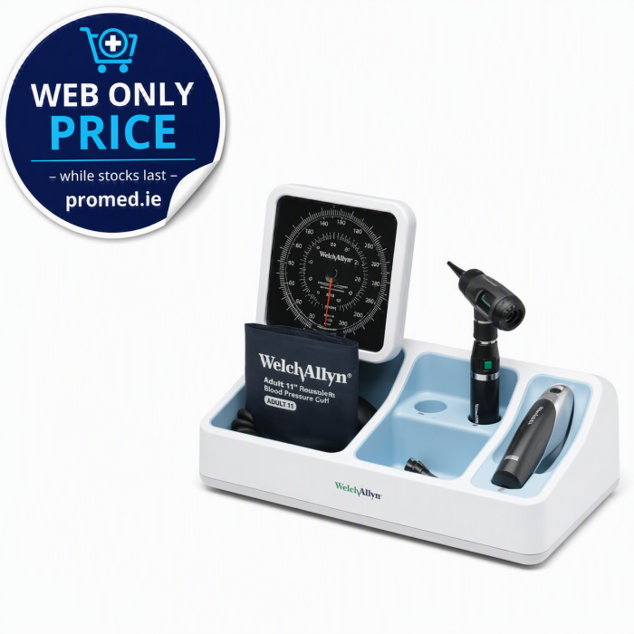 WA - Diagnostic Desk Set - 3.5V Otoscope Head, Ni-Cad Handle, Aneroid BP & Thermoscan 4000