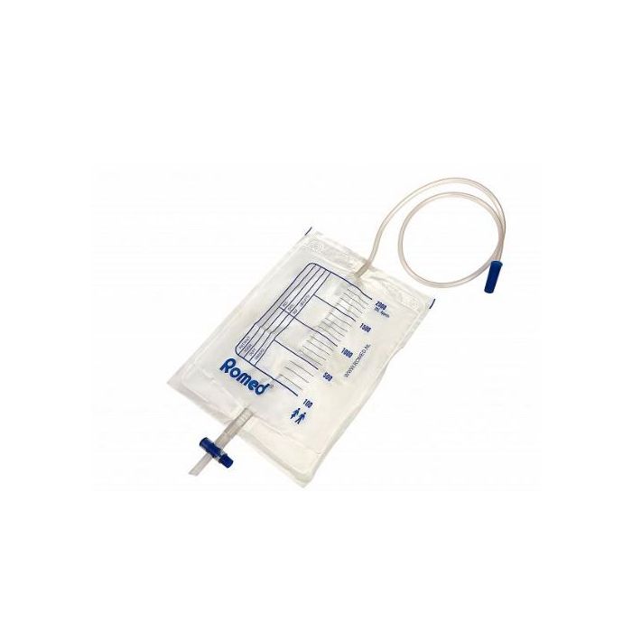 Romed Urine Bags with Non Return Valve and T-Valve, Sterile, 2 Litre (250 Pack)