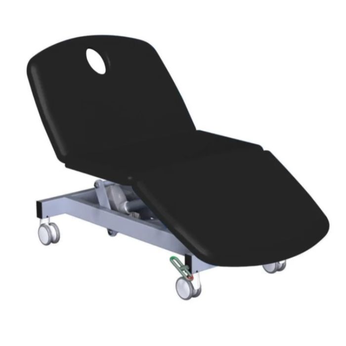 Fusion Bariatric 3 Section Black Variable Height Couch, Electric, 75cm wide 205cm long with Breathing Hole