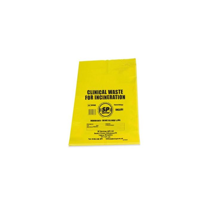 Clinical Waste Bags - Yellow - Pack of 50  (28x48x40cm)