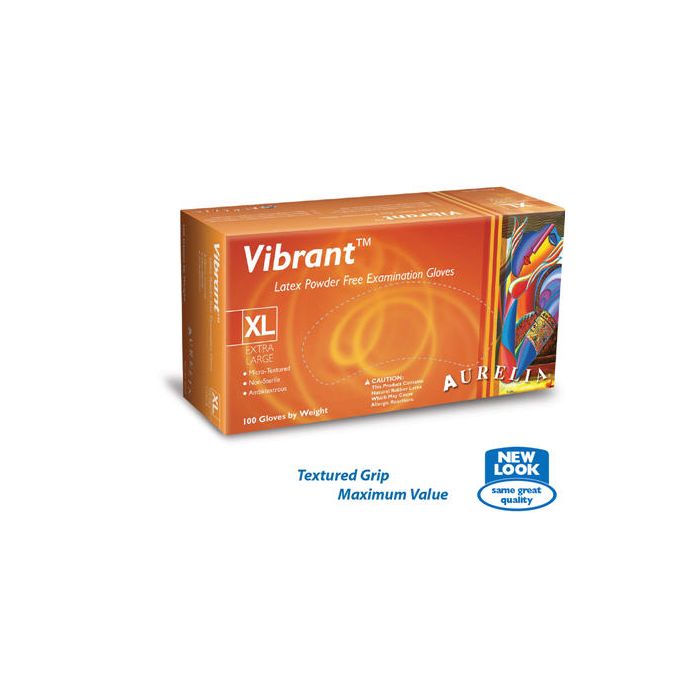 Aurelia Vibrant Latex Non Sterile Powder-Free Gloves, Small (100 Pairs)