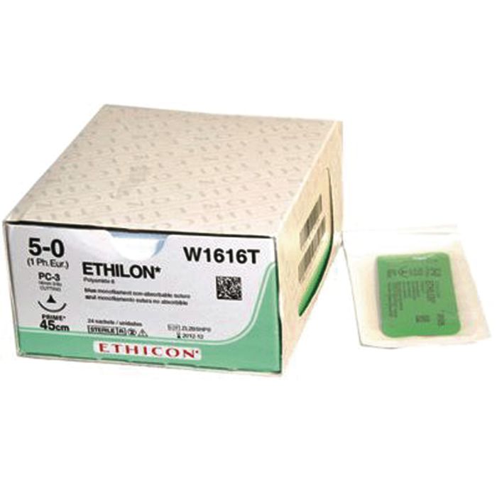 Johnson & Johnson Ethicon Ethilon Sutures, Polymide 6-Mono, 45cm (l), Size 3/0 + 26mm RC Needle (Pack of 12)