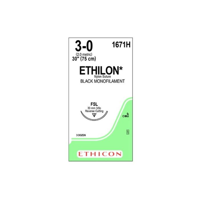 ETHILON BLK 30IN(75CM) USP2-0(M3) S/A PS PRIME MP