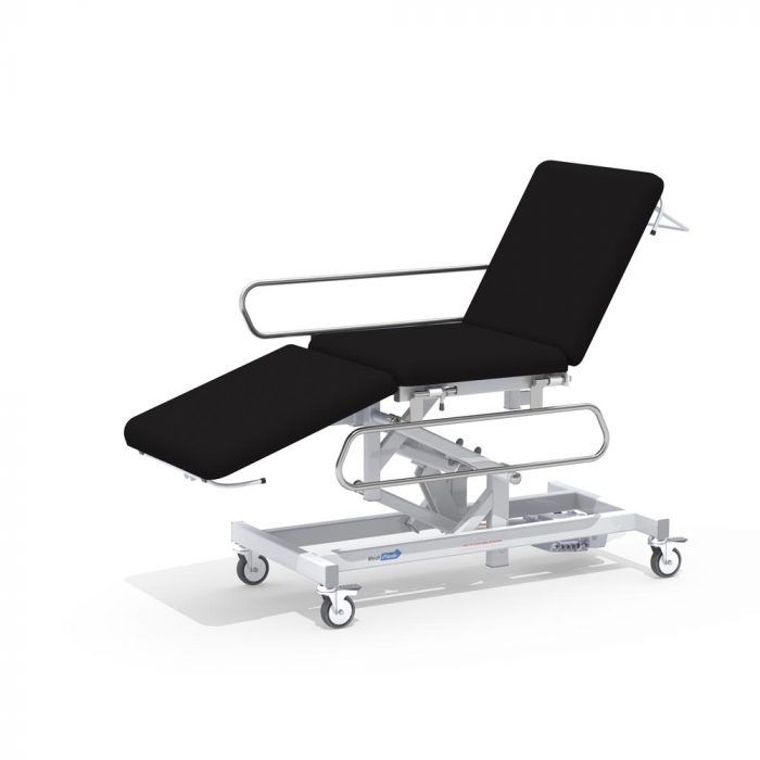 3 Section Hydraulic Plinth with folding side Rails- Black