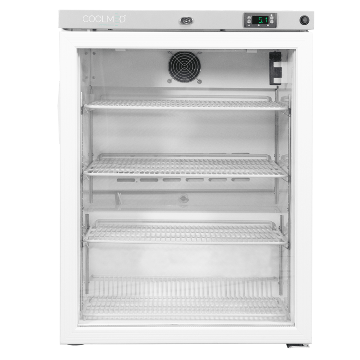 CoolMed Glass Door Medium Fridge 145L  Size 595mm W x 815mm H x 595mm D